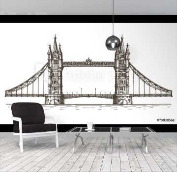 Picture of England London the bridge on a white background sketch